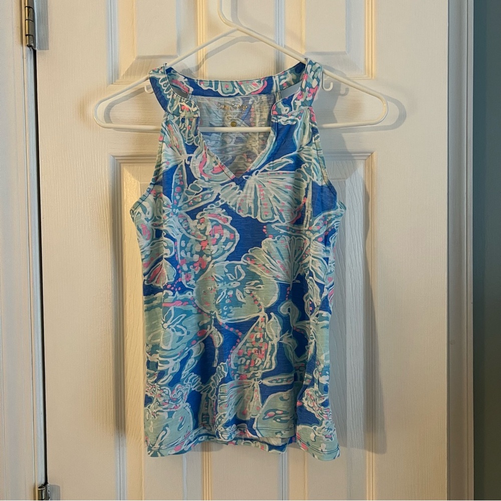 Lilly Pulitzer Blue Seashell Tank Top
